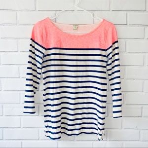 J. crew Color block Stripe Boatneck Tee